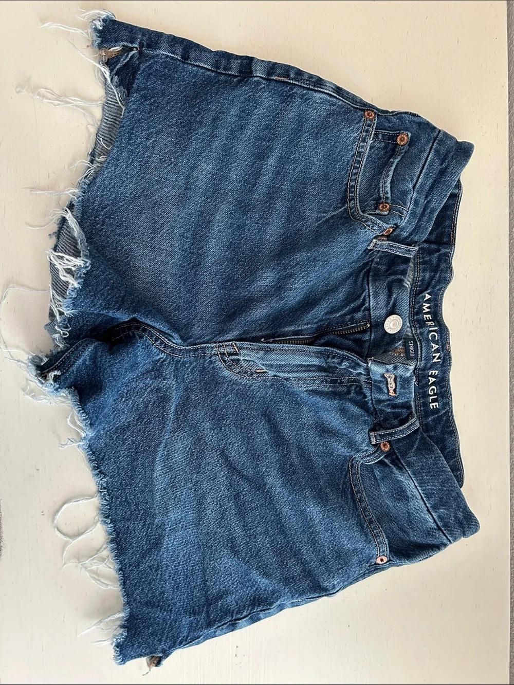 American Eagle Outfitters Dark Blue Frayed Denim Cutoff Shorts